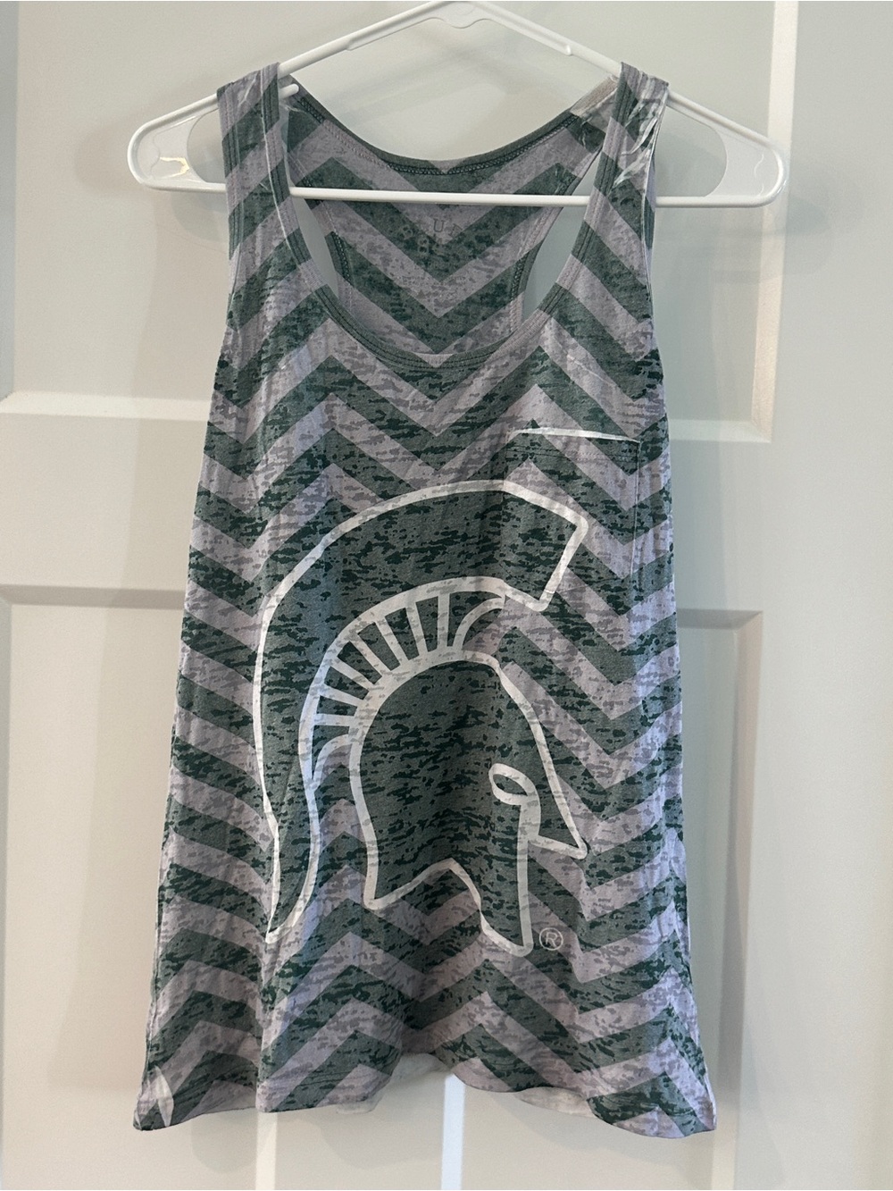 Michigan Sate University Spartans Chevron pocket tank top size Large Blue 84
